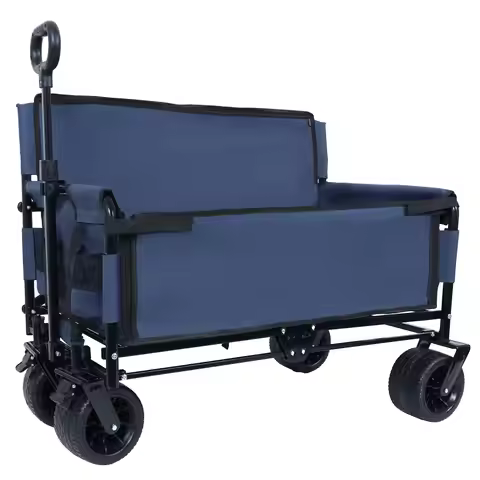 Convertible Folding Wagon with Bench Seat 500lb Heavy-Duty 180L All-Terrain for Camping Beach Garden