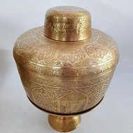 ขันพานน้ำมนต์ทองเหลืองฝาปิดตอกลายไอยรา Premium & Luxury