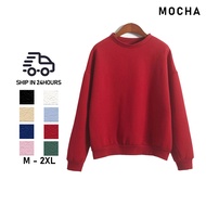 【READY STOCK】ST167 S-2XL Plus Size 12 Colors Women's Casual Hoodie Plain Long Sleeve Pullover Sweate