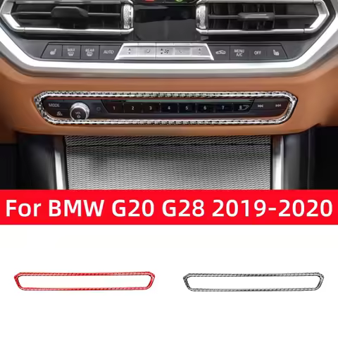For BMW 3 Series G20 G28 2019-2020 Accessories Carbon Fiber Car Air Conditioning CD Panel Button Tri