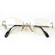 Cartier復古Trinity雙點無框眼鏡，銀/黑色，16/130尺寸，示範鏡片，法國製造，男士款，成色極佳。