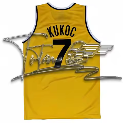 No. 7 JUGOPLASTIKA 7 KUKOCMovie version basketball jersey yellow embroidery outdoor casual mesh quic
