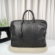 GUCCI古馳 少肩帶 全皮老花壓紋手提包公文包電腦包
