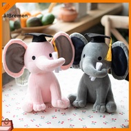 (New) Doctor Elephant Plushie Stuffed Elephant with Doctor Hat Graduation Hat Elephant Plush Toy – C