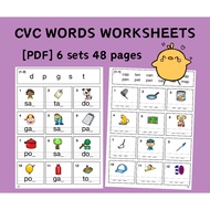 A639 – [PDF] CVC Words Worksheets 6 sets 48 pages - preschool kindergarten english exercise