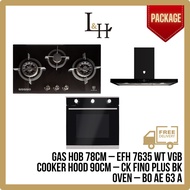 [BUNDLE] Gas Hob 78cm and Chimney Hood 90cm and 6 Functions Oven 60cm