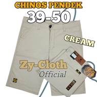 celana chino pendek pria jumbo cowok big size 39-44 original premium - cream 27/28/29