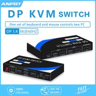 DP KVM Switch 2 Port DisplayPort1.4 8K DisplayPort Monitor 8K@60Hz 4K@144Hz with 4xUSB3.0 Port Shari