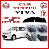 (Perodua Viva) Car Tinted Window Film_Siap Potong 4Pintu Cermin& Segi Tiga Warna Hitam 2 PLY IRR UV 