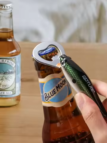 Goture Fishing Lure Shape Bottle Openner with Key Ring Design Beer Opener Accessories with Durable P