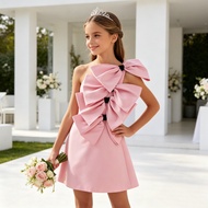 FSMKTZ Girl Princess Dress with 3D Bow Birthday Graduation Party Gown (7-14 Years) ALP698