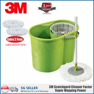 3M Scotch-Brite 360° Spin Mop Bucket Set with 2 mop heads
