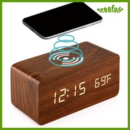 Clearance event!! Wooden Digital Alarm Clock 3 Alarms Led Display Wireless Charging Electronic Alarm Clock For Bedroom