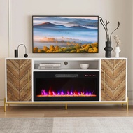 Trendy 68-inch Wood Tv Stand With 36-inch Electric Fireplace, Console For Up To 75-inch Tvs