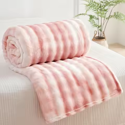 2025 New Tuscan Rabbit Plush Colorful Blanket Bubble Plush Milk Fleece Blanket