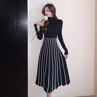 Aiyiyi Finishing 5911 Autumn Winter High Neck Thickened Inner Bottoming Long Sweater Design Striped 
