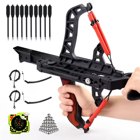 30-60 LBS Laser Aiming, 7-round Compound Bow and Arrow Support, Steel Ball Switchable Shooting, Outd