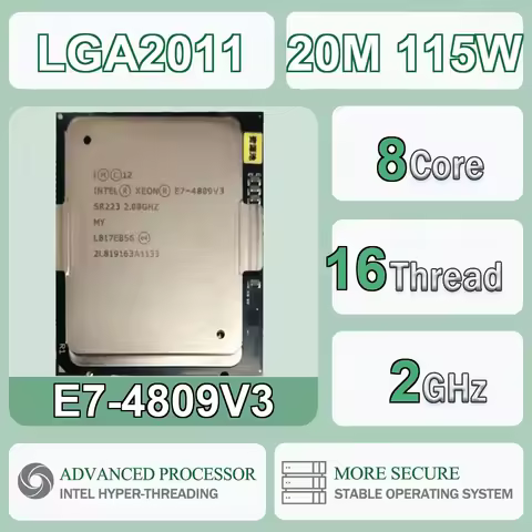 Intel Xeon E7-4809V3 8 Core 16 Thread 2.0GHz 115W 20MB Cache 22nm LGA 2011 SR22J DDR4-1333/1600/1866