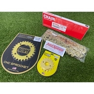 RXZ Y125ZR LC135 Y15 Y16 USE 4 HOLE PROTAPER 415 CP 2 CHROME GOLD SPROCKET SET WITH YAMAHA 415-132L 