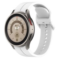 全城熱賣 - 適用於三星 Galaxy Watch 6 / 6 Classic 凹槽彩扣硅膠錶帶（白色）