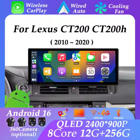 Android 16 for Lexus CT200 CT200h 2010-2020 UItra-thin Screen Split Screen Carplay Multimedia Player