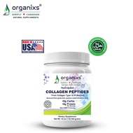 Organixs Hydrolyzed Premium Collagen Peptides Powder, for Skin Nourishment, Type 2 & 1, Amino Acids 