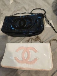 chanel vip漆皮 毛絨logo鏈條包