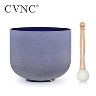8 Inch A Note Third Eye Chakra Indigo Color Frosted Quartz Crystal Singing Bowl 440/432hz For Sound 