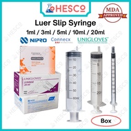 Syringe Picagari Luer Slip 1Box— 1ml 3ml 5ml 10ml 20ml 50ml Sterile Disposable Nipro Connecx Uniglov