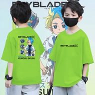 เด็ก NEW!!! เสื้อ เสื้อยืดเด็ก Kurosu Ekusu Jaxon Cross Beyblade X Kaos เสื้อยืดเด็กผ้าฝ้าย 8 สีใหม่