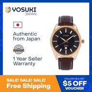 CITIZEN Quartz BI1033-04E Classic Date Pink Gold Brown Leather  Wrist Watch For Men from YOSUKI JAPAN / BI1033-04E (  BI1033 04E BI103304E BI10 BI1033- BI1033-0 BI1033 0 BI10330 )