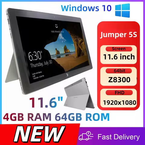 5S 11.6" Windows 10 Tablet PC 4GB DDR3-RAM 64GB EMMC ROM 64bit Intel Z8300 Quad Cores FHD 1920x1080 