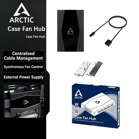 ARCTIC Case Fan Hub 10 Port PWM Fan Hub SATA Power Input Synchronous Fan Control PC Case Cable Manag