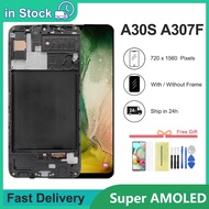 6.4" Super AMOLED For Samsung Galaxy A30s LCD Display Touch Screen A30S A307F A307FN LCD Display Replace, with Frame