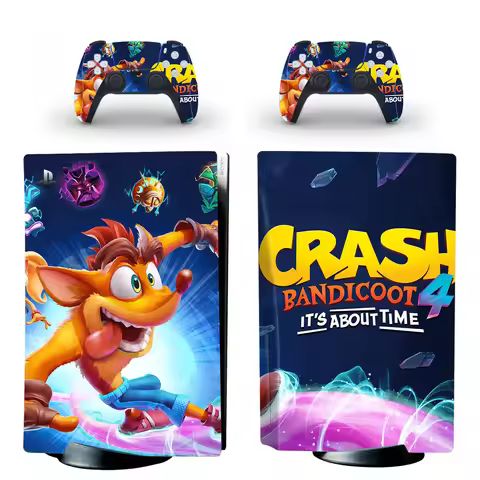 Crash Bandicoot PS5 Disc Skin Sticker Decal Cover for Console and 2 Controllers PS5 Disk Skin Vinyl
