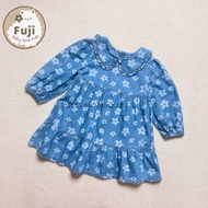 MATALAN AUTH denim dress, soft floral jean dress for 1 year, 3 year old, 4 year old baby