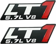 2X Chrome 3D Metal LT1 5.7L V8 Engine Emblem Badge Decal replacement for Camaro Corvette (Black Whit