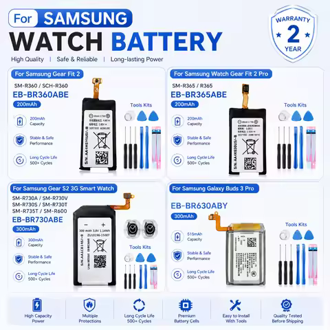 Replacement Watch Battery With Tools For Samsung Gear S2 3G Galaxy Buds 3 Pro Gear Fit 2 Pro