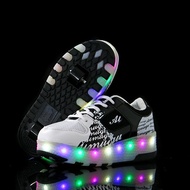 Shoes Mesh Breathable Light Shoes Light Shoes Children's Double-Wheeled Runaway Shoes Teenager Skati