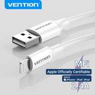 Vention MFI สายชาร์จไอโฟน Lightning ชาร์จข้อมูลได้อย่างรวดเร็ว2.4A สาย สายชาร์จเร็ว iPhone 14 Plus 13 12 11 X Pro Max iPad IPod Apple Fast Charging lightning to usb สายชาร์ทไอโฟน