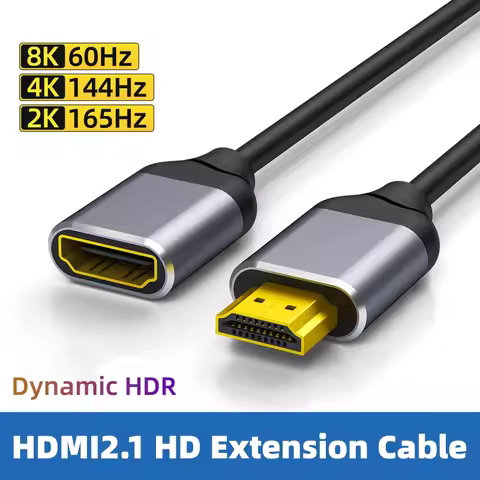 HDMI2.1 Extension Male to Female Cable 8K 60Hz/4K 144Hz/2K 165Hz HD HDMI Cables Support Dynamic HDR 