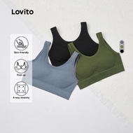 Lovito Casual Seamless Breathable Bralette Backless Wireless Removable Pads U Neck Bras for Women L2