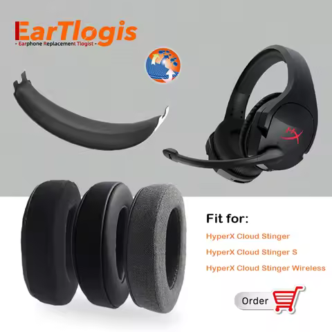 EarTlogis Thick Replacement Parts for HyperX Cloud Stinger, Stinger S, Stinger Wireless 7.1 Headset 