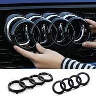 cod Audi Black/Silver 4 Ring ABS Car Hood Front Bonnet Grill Rear Trunk Emblem Logo Badge Sticker Fo