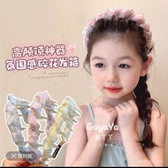 Children's Organza Floral Toothed Headband Female Summer New Style High-End Western Style Face Wash 
