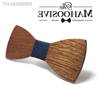 ▥ Mahoosive Wood Bow Tie Mens Wooden Bow Ties Gravatas Corbatas Business Butterfly Cravat Party Ties For Men Wood Ties