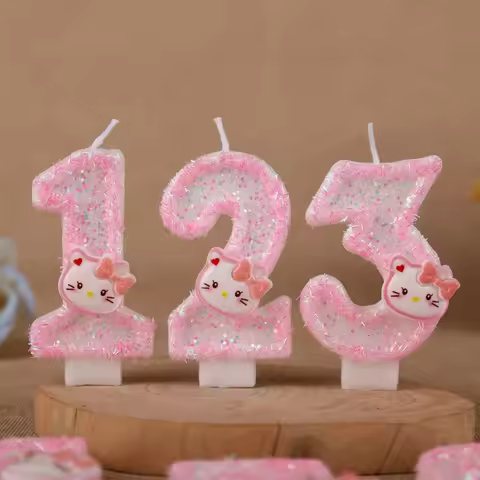 Birthday Candle KT Cat Head Digital Candle Pink Cake Decorative Candle