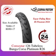 Corva Motor Consostar Tayar Motosikal Tubeless Cs126 70/80-17 80/80-17 Bunga Corsa Platinum R26 taya