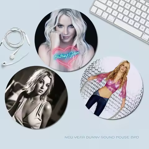 Singer Britney Spears DIY Round Desktop Desk Mat Kawaii Gaming Accessories Students Writing Pad Mous