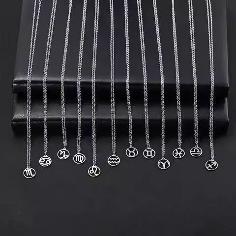 Cazador Zodiac Pendant Necklace for Women 12 Constellation Aries Pisces Gemini Chocher Stainless Ste